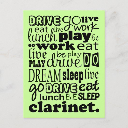 Live om het Clarinet te spelen Briefkaart (Voorkant)