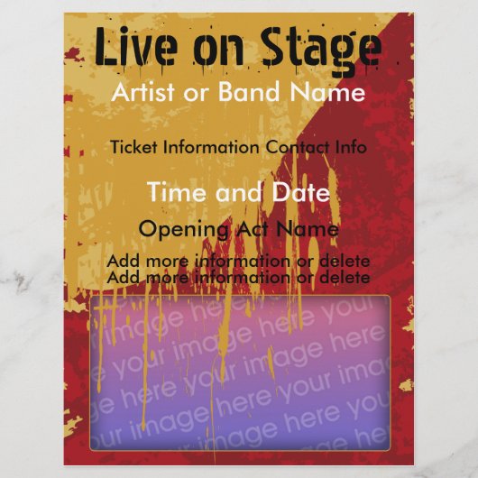 Live op Stage Rood en Tan Muziek Flyer (Voorkant)