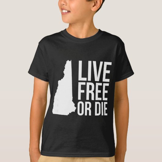Live Or Die Nh Motto New Hampshire Map  T-shirt (Voorkant)