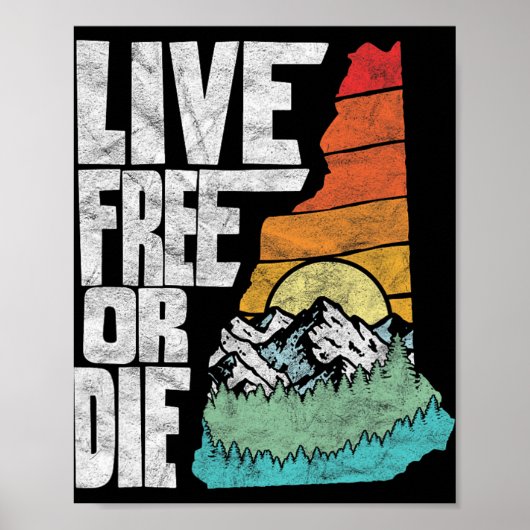 Live Or Die Retro New Hampshire Nature  Poster (Voorkant)