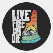 Live Or Die Retro New Hampshire Nature  Ronde Sticker (Voorkant)