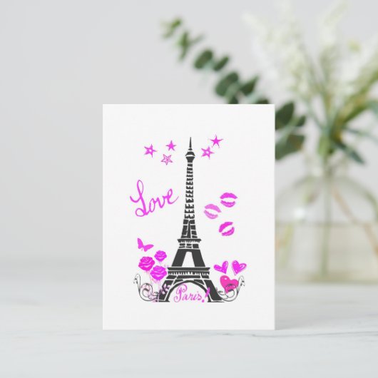 LIVE PARIS EIFFEL TOWER PRINT BRIEFKAART (Staand voorkant)