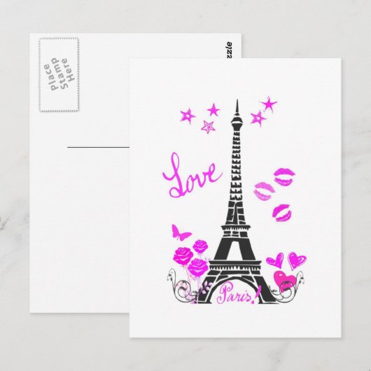 LIVE PARIS EIFFEL TOWER PRINT BRIEFKAART (Voorkant / Achterkant)