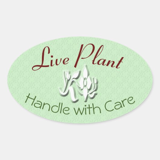 Live Plant Handle met waslabel Ovale Sticker (Voorkant)