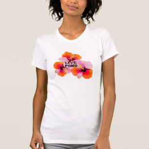 Live pono roze sinaasappel hibiscus bloemen oahu m t-shirt