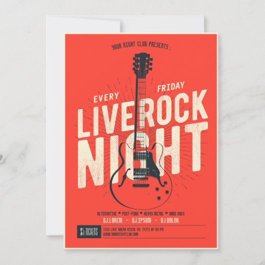 Live rock avond muziek promotie flyer Aankondiging (Voorkant)