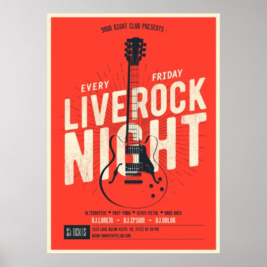 Live rock night music Poster Aankondiging van (Voorkant)