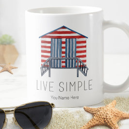 Live Simple Quote Nautical Summer Beach Hut Cabana Koffiemok