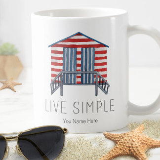 Live Simple Quote Nautical Summer Beach Hut Cabana Koffiemok