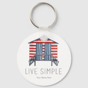 Live Simple Quote Nautical Summer Beach Hut Cabana Sleutelhanger