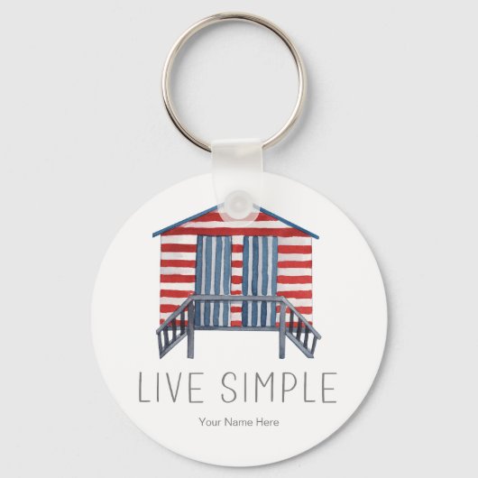 Live Simple Quote Nautical Summer Beach Hut Cabana Sleutelhanger (Voorkant)