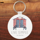 Live Simple Quote Nautical Summer Beach Hut Cabana Sleutelhanger (Voorkant)