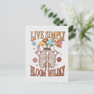 Live Simply, Bloom Wildly - Skeleton & Mushroom Briefkaart