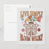 Live Simply, Bloom Wildly - Skeleton & Mushroom Briefkaart (Voorkant / Achterkant)