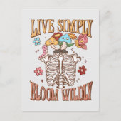 Live Simply, Bloom Wildly - Skeleton & Mushroom Briefkaart (Voorkant)
