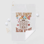 Live Simply, Bloom Wildly – Skeleton & Mushrooms Golfhanddoek (Insitu)