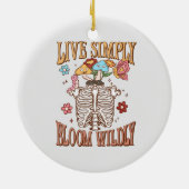 Live Simply, Bloom Wildly – Skeleton & Mushrooms Keramisch Ornament (Achterkant)
