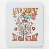 Live Simply, Bloom Wildly – Skeleton & Mushrooms Muismat (Voorkant)