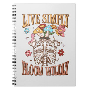 Live Simply, Bloom Wildly – Skeleton & Mushrooms Notitieboek