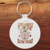 Live Simply, Bloom Wildly – Skeleton & Mushrooms Sleutelhanger (Voorkant)