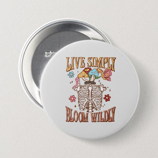 Live Simply, Bloom Willy Ronde Button 7,6 Cm (Voorkant /achterkant)