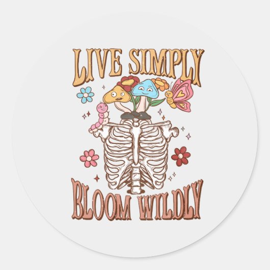 Live Simply, Bloom Willy Ronde Sticker (Voorkant)