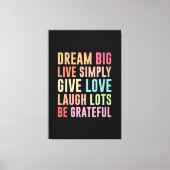 Live Simply Dream Big Canvas Afdruk (Voorkant)