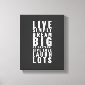 Live simply dream big | Inspirational Quote Canvas Afdruk (Voorkant)