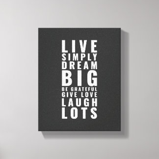 Live simply dream big | Inspirational Quote Canvas Afdruk