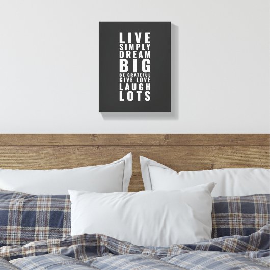 Live simply dream big | Inspirational Quote Canvas Afdruk (Insitu (Slaapkamer))