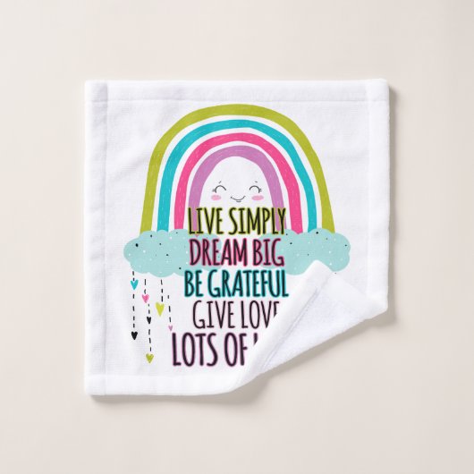Live Simply Dream Big Wees dankbaar Geef liefde Bad Handdoek (Wasdoekje)