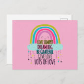 Live Simply Dream Big Wees dankbaar Geef liefde Briefkaart (Voorkant / Achterkant)