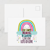 Live Simply Dream Big Wees dankbaar Geef liefde Briefkaart (Voorkant / Achterkant)