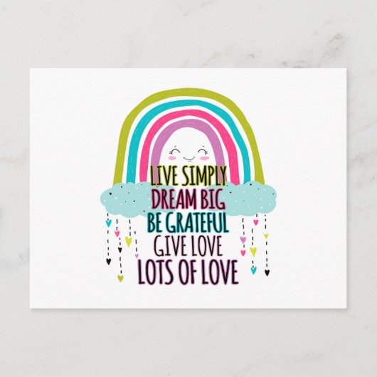 Live Simply Dream Big Wees dankbaar Geef liefde Briefkaart (Voorkant)