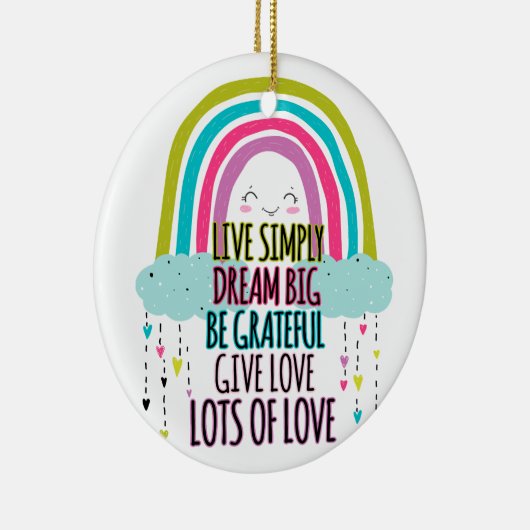 Live Simply Dream Big Wees dankbaar Geef liefde Keramisch Ornament (Rechts)