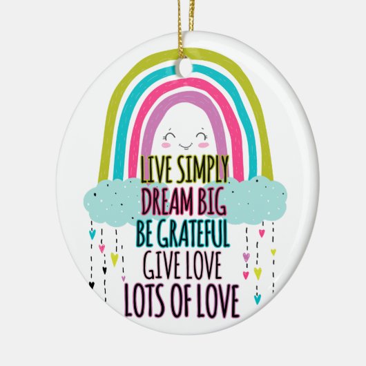 Live Simply Dream Big Wees dankbaar Geef liefde Keramisch Ornament (Links)