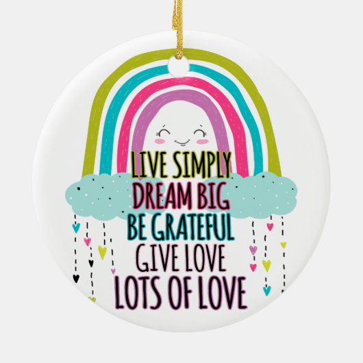 Live Simply Dream Big Wees dankbaar Geef liefde Keramisch Ornament (Achterkant)