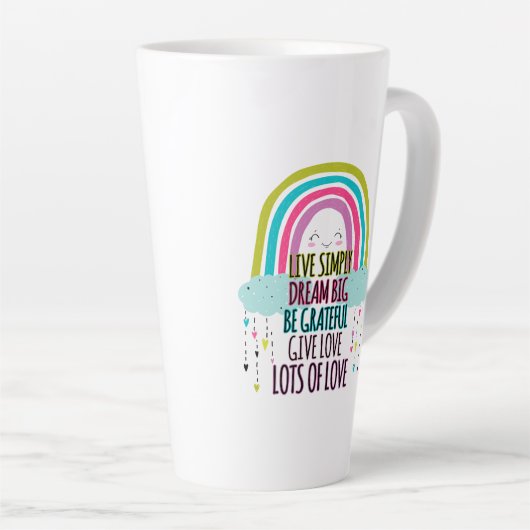 Live Simply Dream Big Wees dankbaar Geef liefde Latte Mok (Rechterhoek)