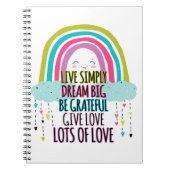 Live Simply Dream Big Wees dankbaar Geef liefde Notitieboek (Voorkant)