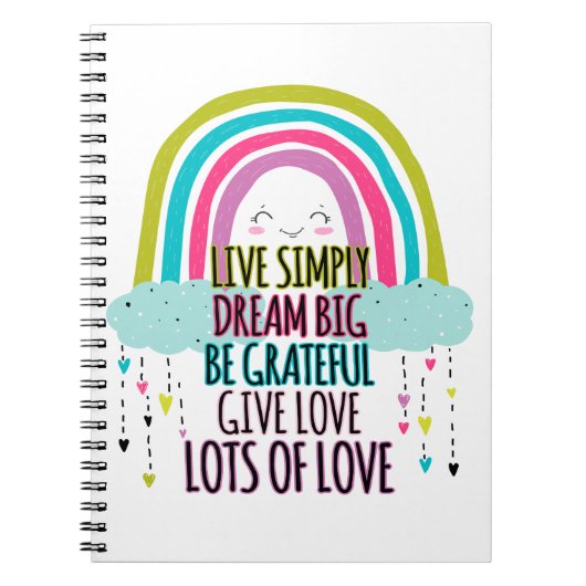 Live Simply Dream Big Wees dankbaar Geef liefde Notitieboek (Voorkant)