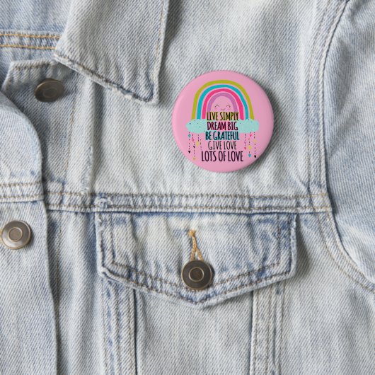 Live Simply Dream Big Wees dankbaar Geef liefde Ronde Button 5,7 Cm (In situ)