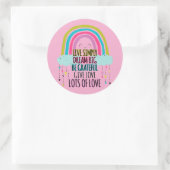 Live Simply Dream Big Wees dankbaar Geef liefde Ronde Sticker (Tas)
