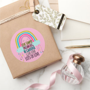 Live Simply Dream Big Wees dankbaar Geef liefde Ronde Sticker