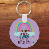 Live Simply Dream Big Wees dankbaar Geef liefde Sleutelhanger (Voorkant)