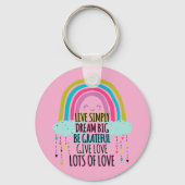 Live Simply Dream Big Wees dankbaar Geef liefde Sleutelhanger (Voorkant)