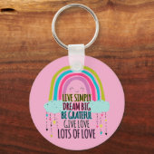 Live Simply Dream Big Wees dankbaar Geef liefde Sleutelhanger (Voorkant)