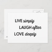 Live Simply, Laugh Often, Love Deeply Briefkaart (Voorkant / Achterkant)
