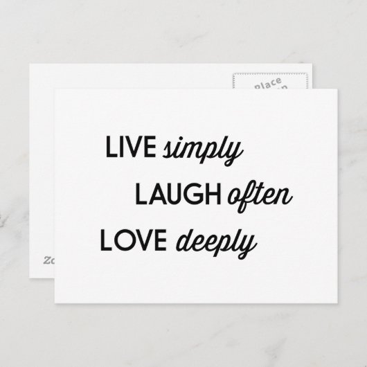 Live Simply, Laugh Often, Love Deeply Briefkaart (Voorkant / Achterkant)