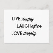 Live Simply, Laugh Often, Love Deeply Briefkaart (Voorkant)