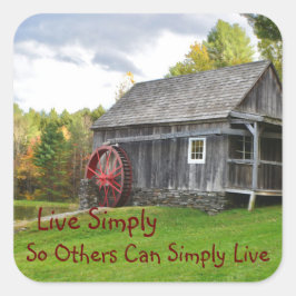 Live Simply Old Mill Vierkante Sticker